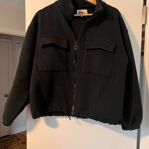 Madewell Black Waffle Zip Jacket